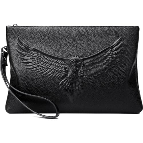 Eagle pattern Day clutch bags mens handbags male cowhide leather envelopes bag mens wallets Crocodile pattern folders bags