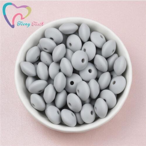 Teeny Teeth 50PCS Glacier Gray Silicone Lentil Round Beads Teething Baby Teether Chew BPA Free DIY Pacifier Chain Food Grade