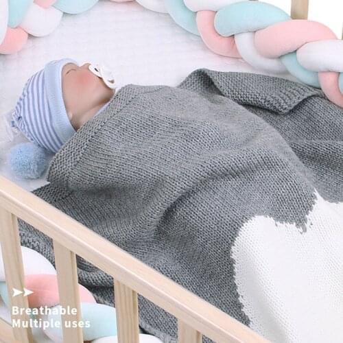 New 2020 Autumn Winter Infant Baby Boy Girl Loving Heart Knit Blanket Newborn Baby Quilt Boys Girls Hold Blanket