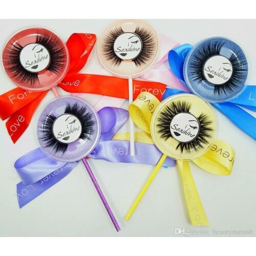 Seashine High Quality Makeup False Eyelashes Extension Supplies 3d Mink Lasehs Lollipop 100% Hand Made Accept Private Logo Mink