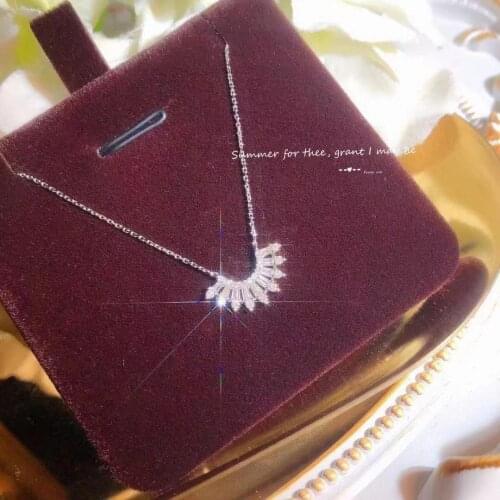 QTT Silver 925 Brilliant Chain Choker Necklace White Color Crystal Pendant Necklace Unique Temperament Jewelry For Women Girl