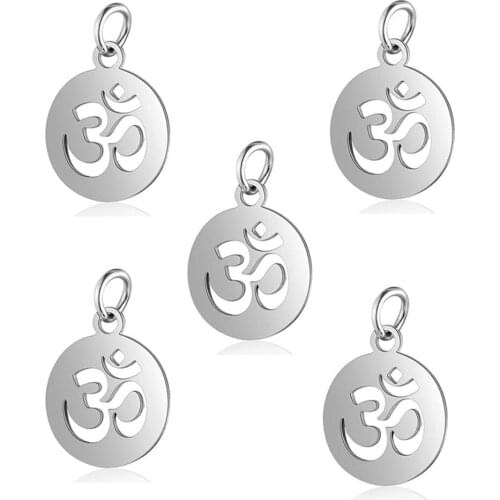 10pcs Stainless Steel Om Charms Yoga Charms Energy Charms 12X14mm for Bracelet Necklace Jewelry Making Waterproof Hypoallergenic