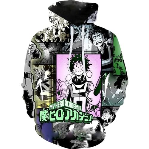 2020 My Hero Academia Cosplay Costume 3D All Printed Coloful Deku Hooded Hoodie Pants