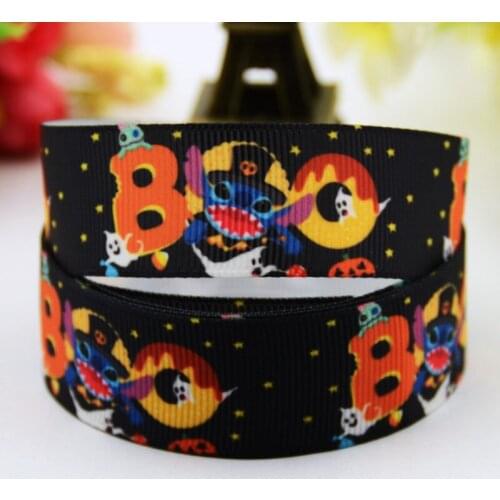 22mm 25mm 38mm 75mm Ruban satin Halloween pumpkin Cartoon Character printed Grosgrain Ribbon party decoration X-00485 10 Yards