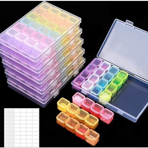 28 Slots Compartment Storage Accessories Box Plastic Case for Diamond Painting Tools Bead Rings Jewelry Display Organizer