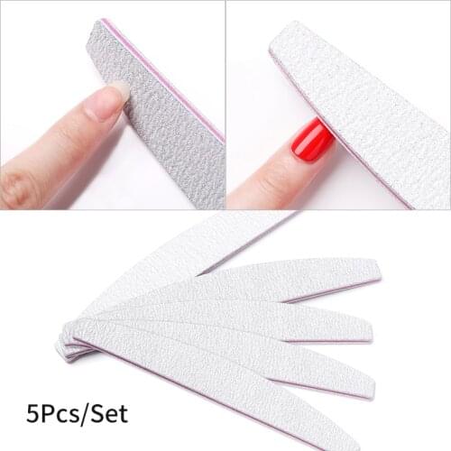 5Pcs/set Professional Nail File 100/180 Half Moon Sandpaper Nails Sanding Grinding Polishing Nail Art Manicure Care Tools Kit
