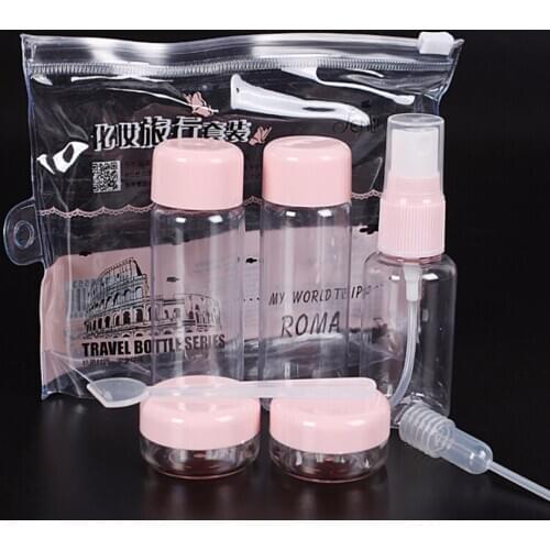 7 PCS/set Empty Jar spray Refillable bottle Makeup Face Cream Container Bottle 3 Colors Drop Shipping Travel Cosmetic Pot