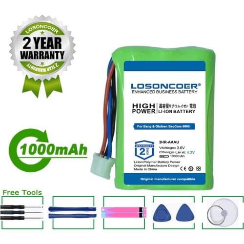 LOSONCOER Battery 1000mAh Battery For Bang & Olufsen BeoCom 6000 Telephone New Li-Ion 3HR-AAAU 70AAAH3BMXZ T373