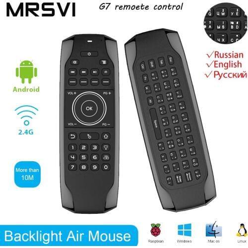 G7 RussianEnglish Backlit Fly Air Mouse with IR Learning Wireless Mini Keyboard Universal 2.4G Remote Control for Android TV BOX