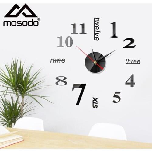 3D Large Wall Clock Modern Design Electronic Clock Watches Acrylic Digital Mirror Wall Sticker Living Room Decoration
