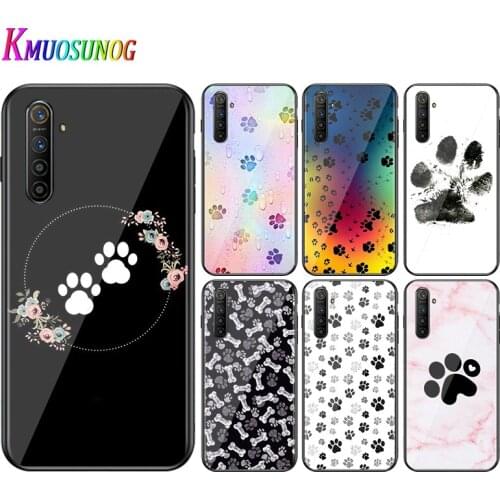 For OPPO A5 A9 2020 F7 Phone Cover Best Friends Dog Paw for OPPO Reno 2 Z 2Z 2F 3 4 Pro 5G Bright Black Phone Case