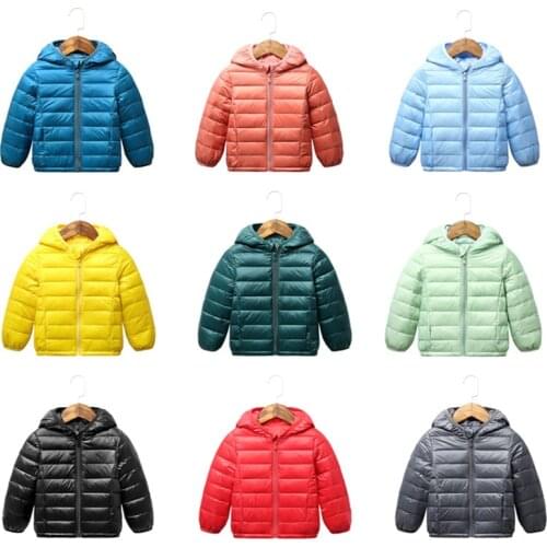 Autumn Winter Hooded Children Down Jackets For Girls Candy Color Warm Kids Down Coats For Boys 2-9 Years Outerwear Clothes