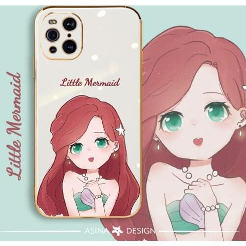 ASINA Electroplated Soft Case For OPPO Find X3 X2 Lite Neo Soft Cartoon Cover For Reno 3 4 5 Pro Fundas Capa Cola Girl