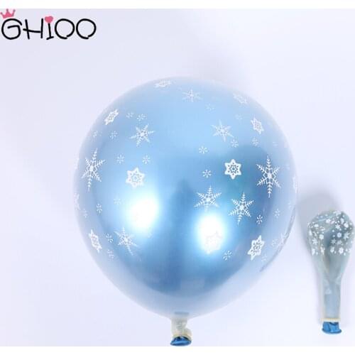 GIHOO 10pcs 12inch Double Layer Transparent Snow Metal Chrome Latex Balloon For Winter Christmas New Year 2021 Snowflake Decora