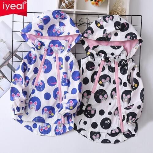IYEAL Girls Hooded Outerwear Boys Canvas Coat Spotted Cartoon Jacket Kids Spring Autumn Jackets Baby Girl Boy Clothing 2-7Y