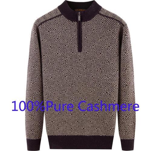 100% Pure Cashmere Sweaters Mens High Quality Products Zipper In Autumn And Winter Very Large Size S M L XL XXL XXXL 4XL 5XL