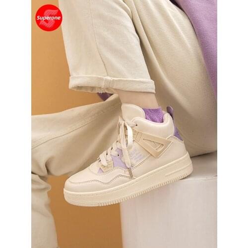Superone Plush Shoes Women Warm Small White Shoes Sneakers Comfortable High-top Shoes Womens Shoes In Autumn and Winter