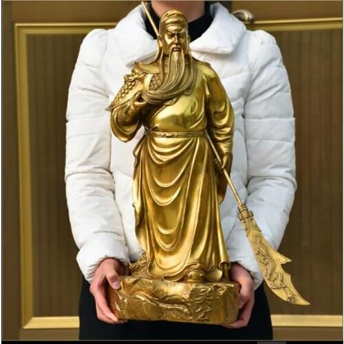 56CM LARGE # OFFICE HOME EFFICACIOUS TALISMAN PROTECTION # MONEY DRAWING MARTIAL GOD OF WEALTH GUAN GONG GUANDI BRASS STATUE