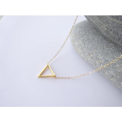 Small hollow triangle pendant necklace triangle Geometric hexagon necklace simple polygon geometry V shape Mathematics necklace