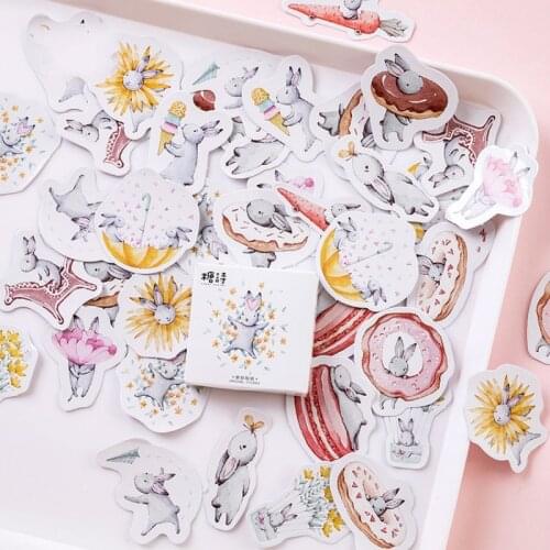 Month hare Cute Diary Paper Mini Small Bullet Kawaii Decor Planner Stickers Scrapbooking Flakes Stationery