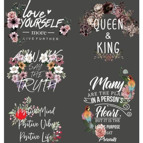 New Fashion Flower Patch Iron On Women T-shirt For Clothing Patches DIY Washable Heat Transfers Sticker Applique On clothes Set