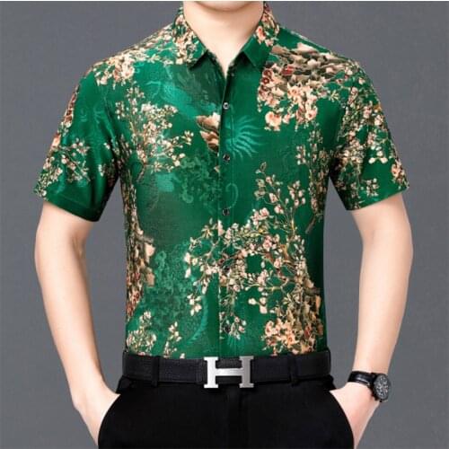 New Fashion Hawaiian Shirt Men Oversize Luxury Print Flower Summer Casual Short Sleeve Business Clothing