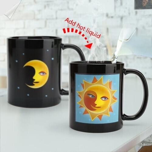 330ML Novelty Gifts Sun Moon Temperature Changing Coffee Mugs Color Changing Mug Heat Sensitive Tea Milk Cup
