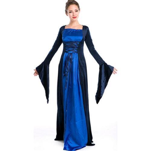New designs Blue Long Sleeve Empress Bal lDress Elegant Costume