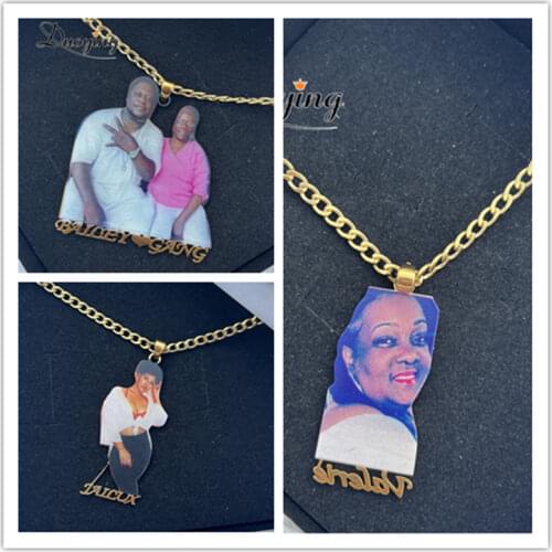 Custom Name Custom Photo Necklace Dropshipping Kids Picture Necklace Women Men Gold Plated Stainless Steel Family Jewelry