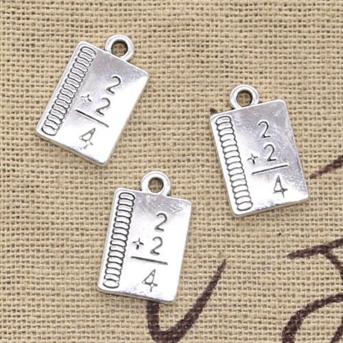 12pcs Charms Study Math Book 17x10mm Antique Silver Color Plated Pendants Making DIY Handmade Tibetan Finding Jewelry