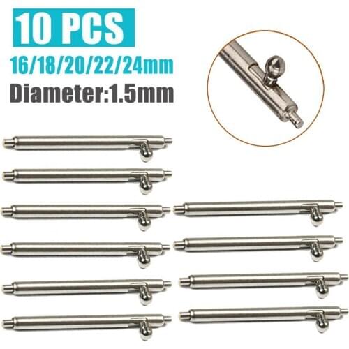 16/18/20/22/24mm Watch Bands Strap Spring Bars Pins 10pcs 1.5mm Quick Release Stainless Steel Spring Bars Watch Repair Tool