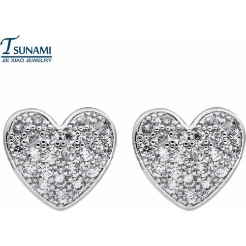Romantic heart-shaped zircon earrings High quality micro inlaid zircon earrings with female/girl fashion jewelry gifts ER-104