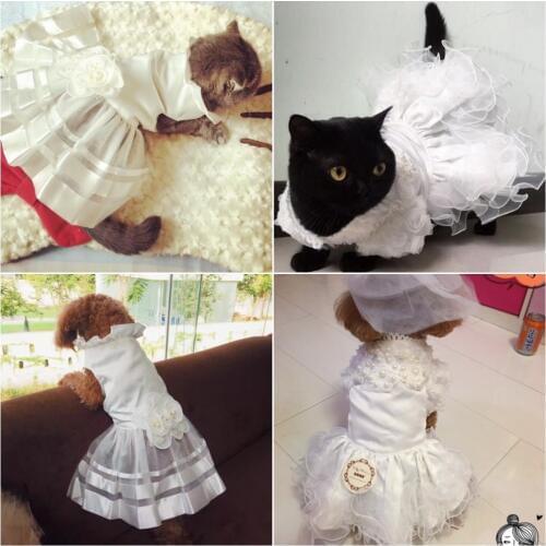 Bride Costume Luxury Princess Cat Dog Wedding Dress Cat Dress Puppy Skirt clothes Pet Tutu Skirt