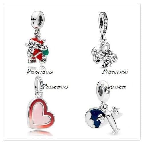 925 Sterling Silver Bead Charm Vintage Married Couple With Crystal Beads Fit Pandora Bracelet & Necklace Jewelry