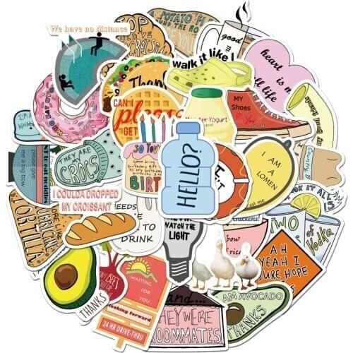 Skateboard stickers kpop stickers 50pcs Food Graffiti Sticker Trolley Travel Suitcase Guitar Waterproof Sticker MTZ022-67