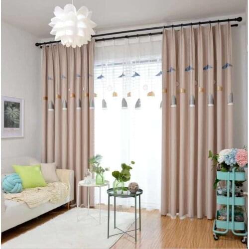 Modern Simple Curtains for Living Room Bedroom Embroidered Cloth Herringbone Base Cloth Household Blackout Curtains Decoration