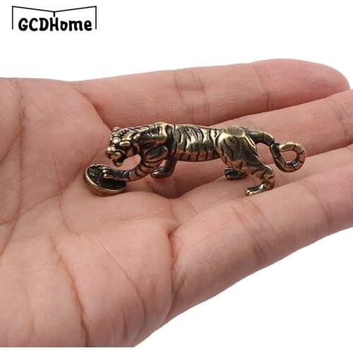 Solid Brass Big Tiger Figurines Ornaments Pure Copper Animal Tigers Model Statue Miniatures Desk Decorations Vintage Home Decor