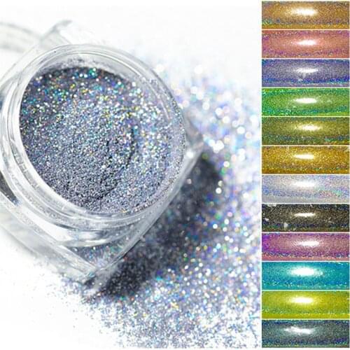 10g/Bag 1/256 (0.1mm) Holographic Glitter Powder Holo Unicorn Mirror Laser Effect Multi Chrome Pigment Extra Fine Nail Dust