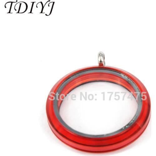 TDIYJ Top Selling Acrylic 30mm Red Screw Plain Locket with Glass Locket Face 5pcs/lot AF-003