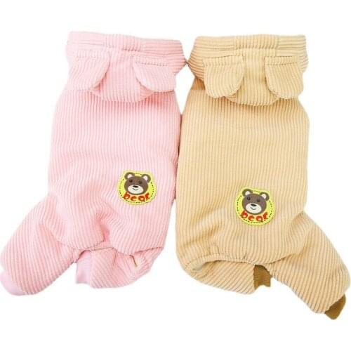 Corduroy Dog Jumpsuit Winter Dog Coat Outfit Garment Puppy Yorkshire Pomeranian Poodle Bichon Schnauzer Warm Pet Clothes Costume