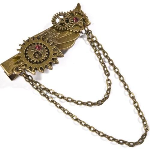 Vintage Steampunk Hair Clip Goth Lady Lolita Girls Gear Wings Chains Hairpin Cog Headwear