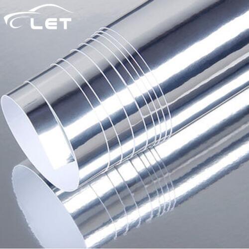 High stretchable silver Chrome Air Bubble Free Mirror Vinyl Wrap Film Sticker Sheet emblem Car Bike Motor Body Cover