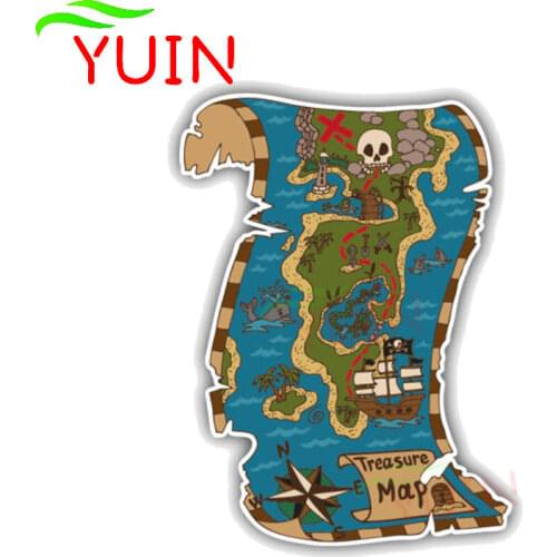 Funny Pirate Map of Treasure Island Car Sticker Motorcycle Cars Accessories Fashion PVC Decoration Waterproof Decal 15*11cm