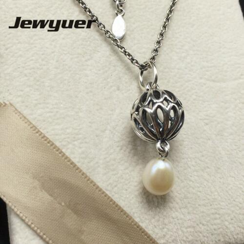 White Pearl pendant Necklaces for Women 925 Sterling Silver link chain Necklace Women Fine Jewelry Jewyuer NC014