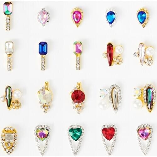 20pcs/Lot High Quality Best Selling Alloy Metal Magic Color Various Shapes Nail Rhinestone DIY Nail Supplies Decoration