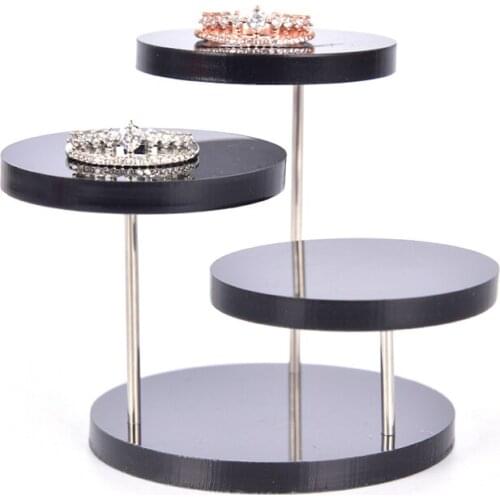 3 Layers Round Acrylic Jewelry Display Stand Necklace Earring Ring Organizer Show Rack Stand Counter Display