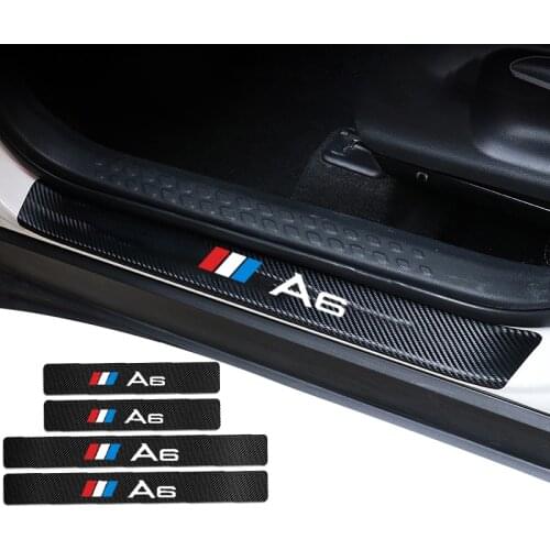 4pcs car door sill protector leather carbon fiber vinyl stickers Car Accessories For audi a6 c7 c5 c6 Car Sticker Accessories