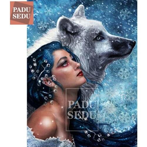5D Diamond Painting Snow Wolf Beautiful Picture Of Rhinestones 3D DIY Diamond Embroidery Full Square Animals Handmade Wall Decor