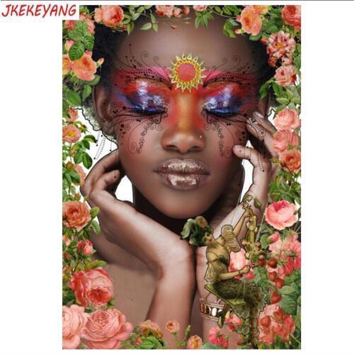 5D DIY square/round Diamond painting African woman Cross Stitch Diamond Embroidery Pattern Rhinestone J1562