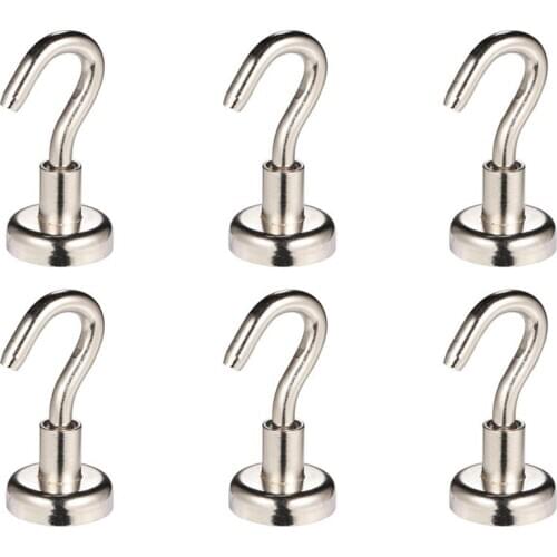 6PCS Magnetic Hooks Power Hook Magnet Holder Super Heavy Neodymium Rare for Home Kitchen Workplace Office Hanging